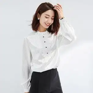 【荷叶领法式衬衫】拉夏贝尔旗下2021春季新款设计感女式衬衫 m 白色