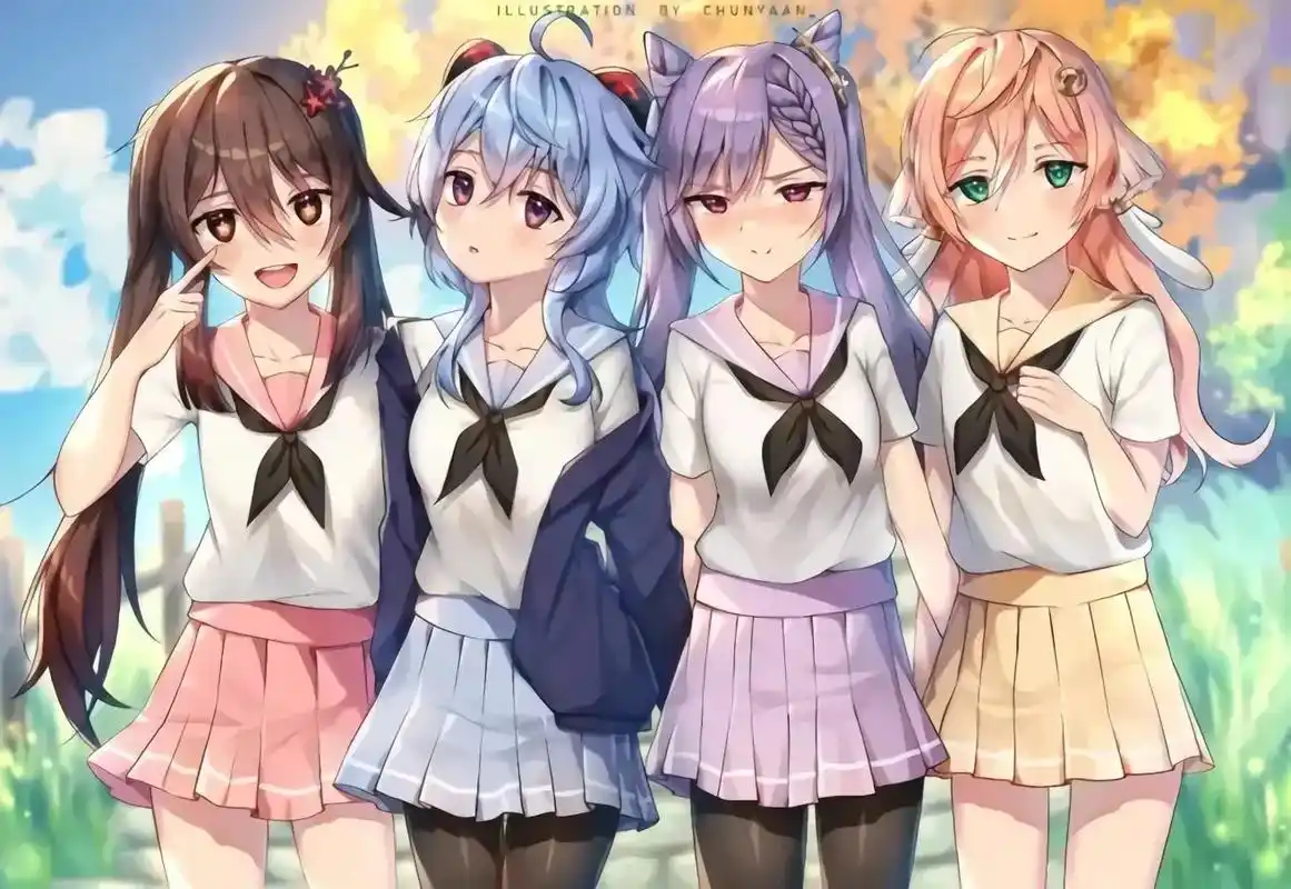 创作灵感 四人组来啦～你们最近在看什么动漫么?#动漫 #原 - 抖音