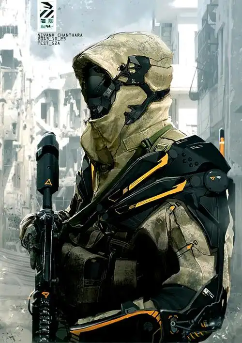 法国概念艺术家绘制未来战士外骨骼单兵装甲