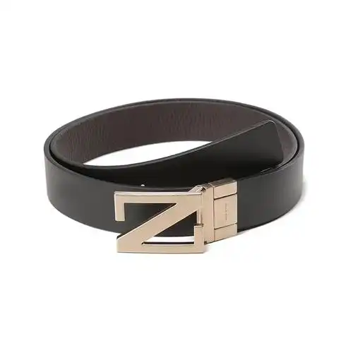 杰尼亚zegna男士牛皮z字扣头可裁剪双面旋转皮带腰带lhbovb027oz
