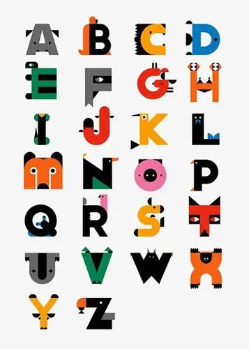 手账英文字母26个手绘卡通可爱动物艺术字