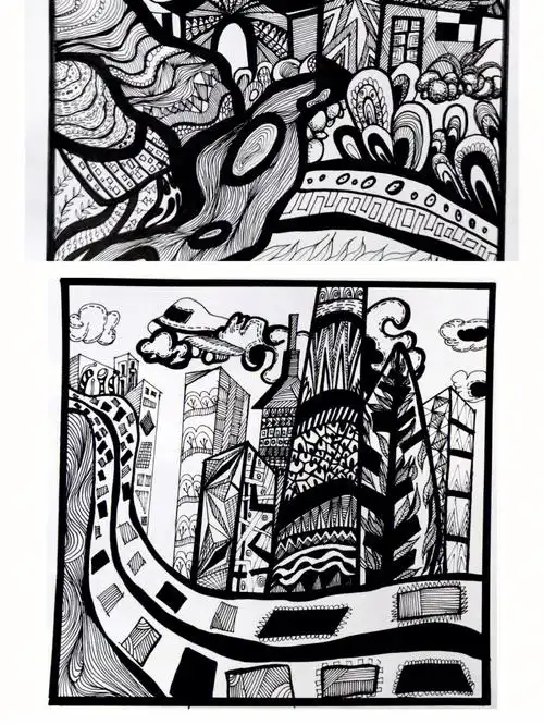 建筑黑白装饰画练习