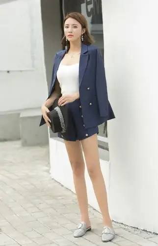 实拍大量现货776#2019新款小西装外套女韩版休闲宽松西装短裤套装