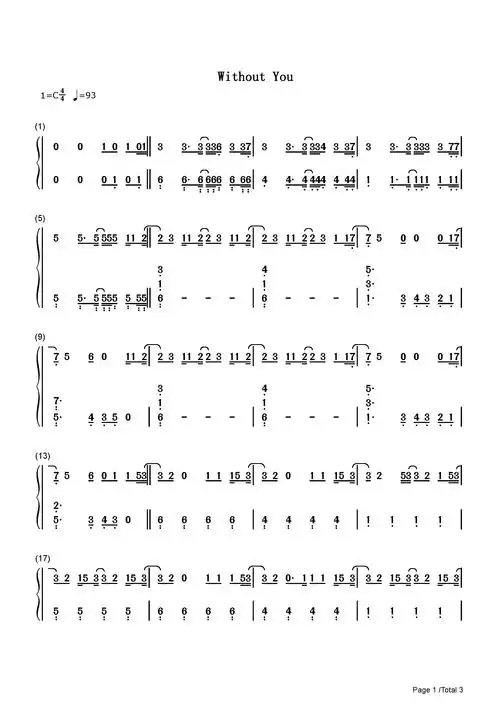 without-you钢琴谱钢琴简谱_the kid laroi__流行钢琴双手简谱_钢琴谱