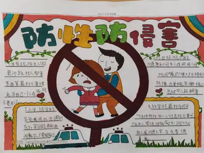 学生们精心制作的"防性侵"手抄报