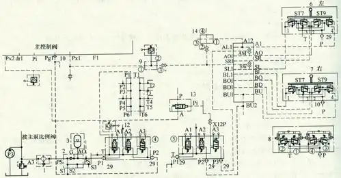沃尔沃挖掘机液压油路示意图