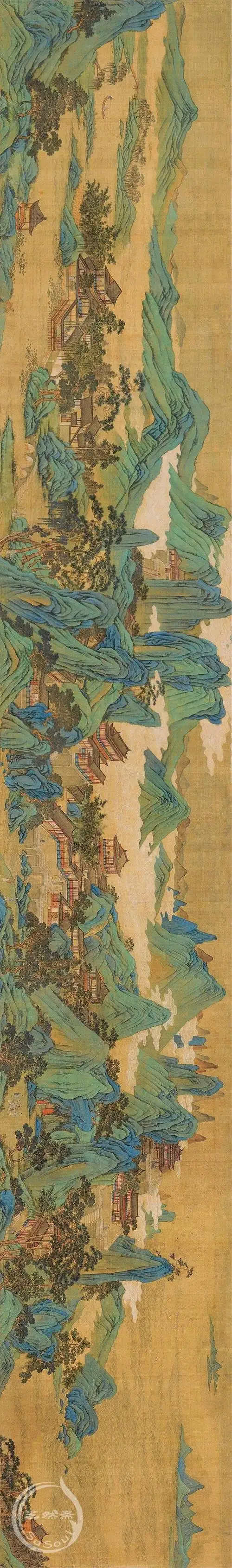 仇英《蓬莱仙境图》长卷|山水横卷|芝然斋苏绣艺术品