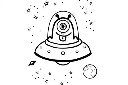 外星飞碟ufo简笔画图片