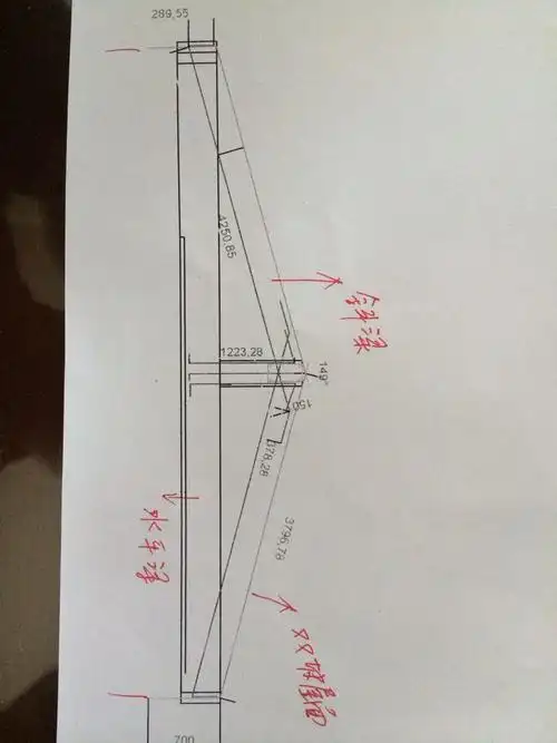 三角屋框梁,坡度太小,斜梁和水平梁在锚固端重合太多.