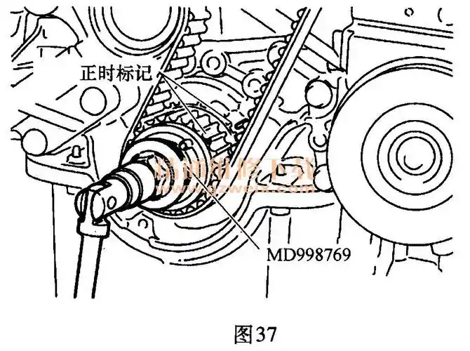 三菱帕杰罗(3. 8l 6g75)发动机正时校对方法