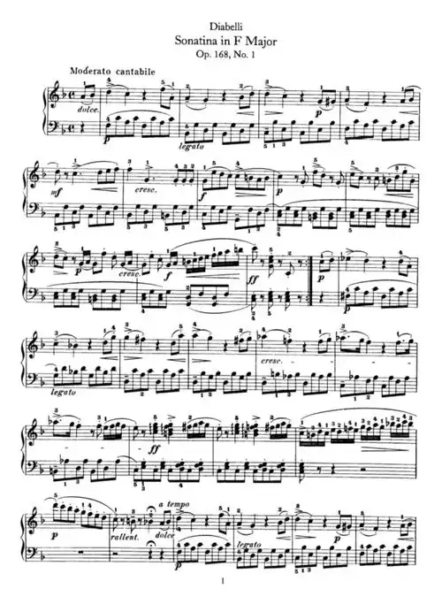 适合比赛迪阿贝利f大调小奏鸣曲