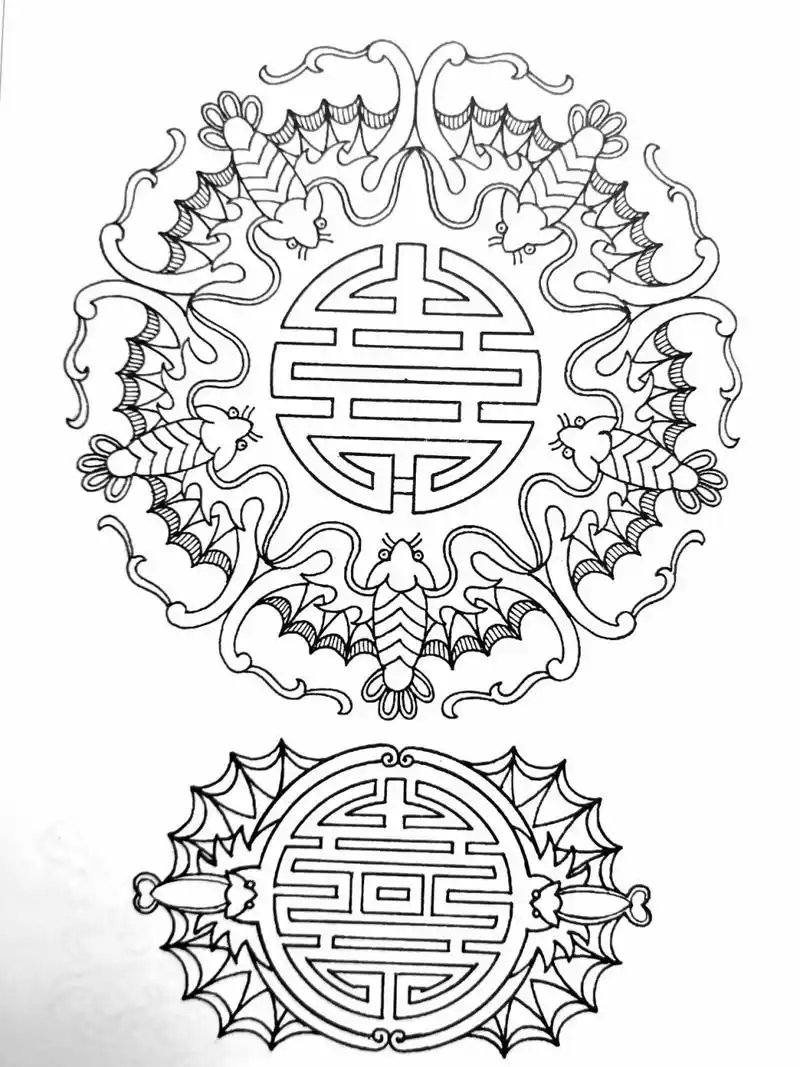 画痴92中国传统图案(蝙蝠1) 蝙蝠是会飞的哺乳动物,属动物学中的