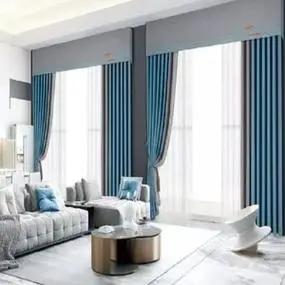布鲁斯特窗帘现代北欧风 蓝色拼接灰色客厅卧室定制窗帘