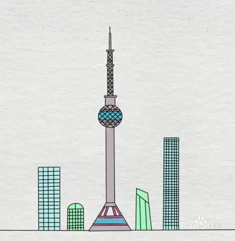 简笔画--徐州特色建筑电视塔的简笔画法-百度经验