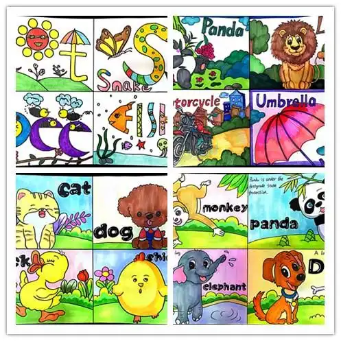 发挥想象画出英语校英语节四年级单词卡片设计大赛