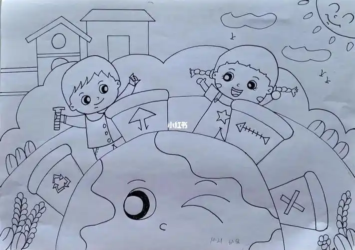 抄报简笔画一年级绘画我是环保小卫士简笔画环保小卫士简笔画图文并茂