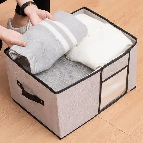 收纳箱布艺可折叠大号衣柜收纳盒整理箱衣服衣物储物箱子带盖家用三维