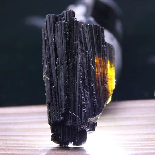 天然黑碧玺原石矿石原色电气石黄色水晶毛料儿童小宝石头标本矿物