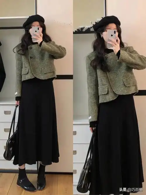 冬季黑色长裙搭配图片插图