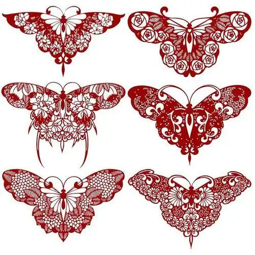 送红纸 a43 张打印底稿剪纸素材黑白复印图案 6 高清蝴蝶手工刻纸图样