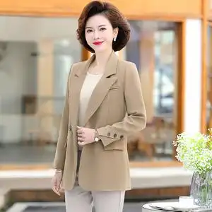 2022年春秋装新款中老年妈妈职业装西服短外套女西装中年休闲上衣