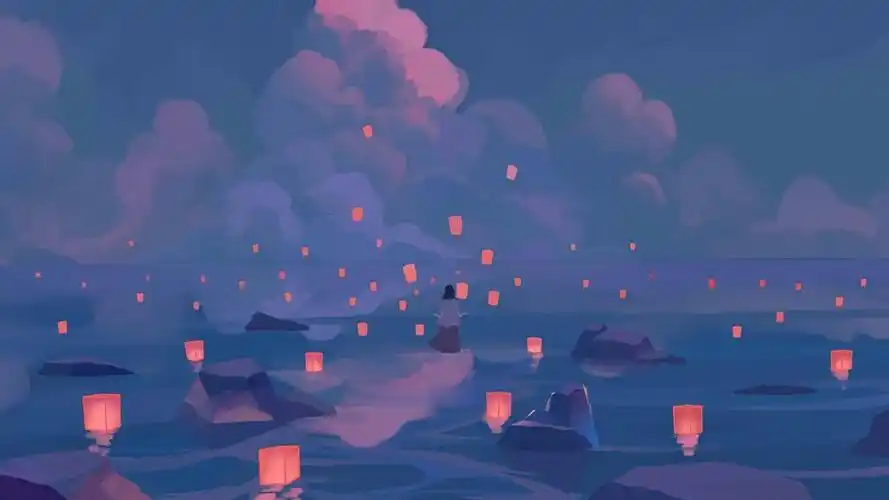 治愈系简约意境手绘插画,高清图片,艺术壁纸-回车桌面