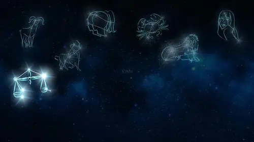 十二星座出现在星空背景中