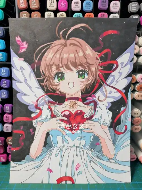 第103张马克笔手绘百变小樱附过程线稿