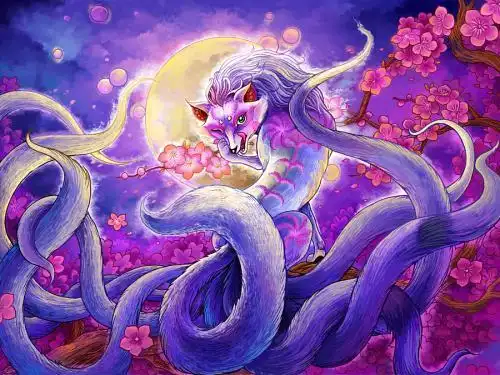 紫色九尾狐简笔画