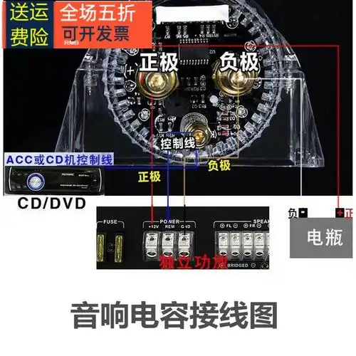 汽车改装音响功放低音炮法拉电容3.0f大容量稳压水桶其它元器件