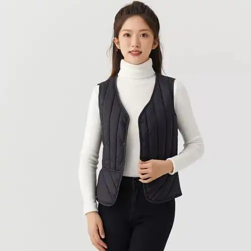 秋冬女士冬季羽绒棉轻薄双面保暖加大中老年女棉马甲双面