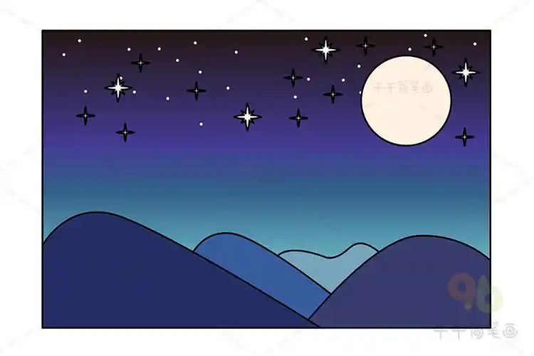 海边星空简笔画