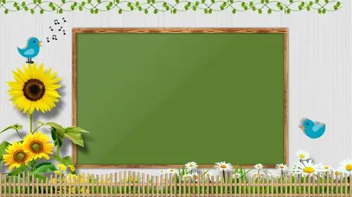 黑板向日葵藤蔓植物ppt背景图片