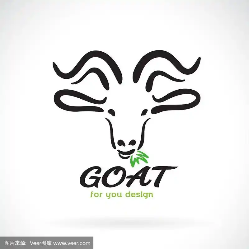 山羊头设计在一个白色的背景动物
