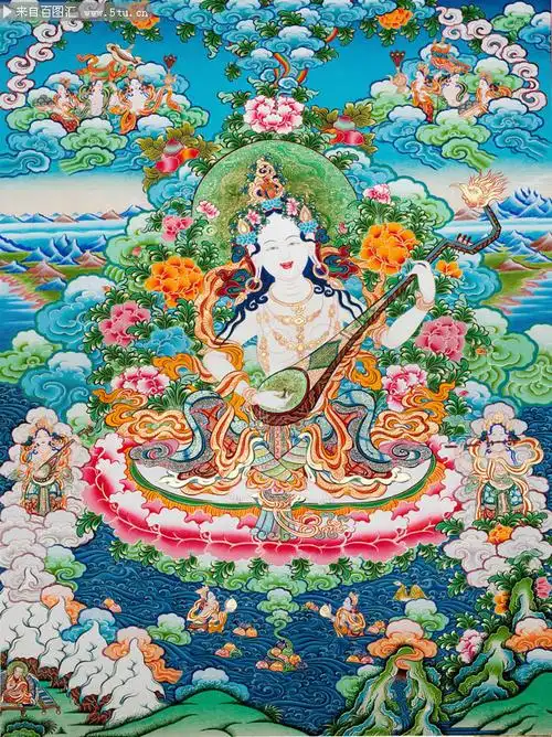 妙音大智文殊菩萨唐卡图片下载