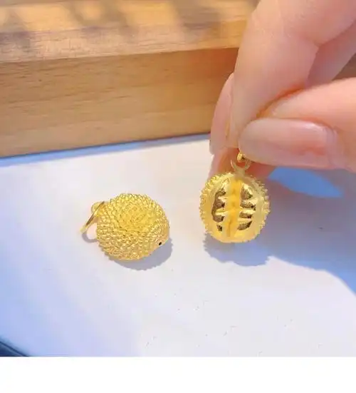 老凤凰999足金榴莲吊坠女黄金榴莲坠子水果项链七夕情人节礼物送女友