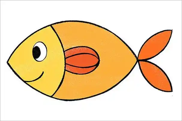 怎么教小孩子简单画小动物:用椭圆形画鱼(步骤图解)6