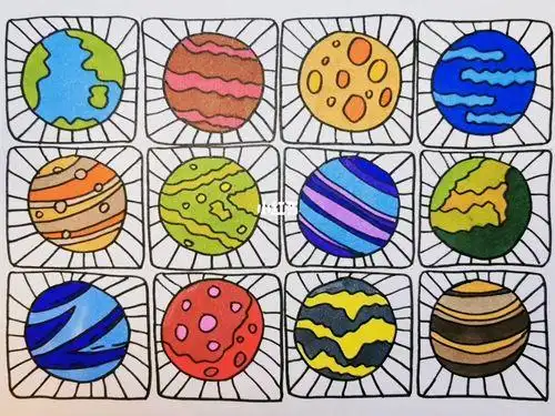 快乐星球简笔画文化绘画