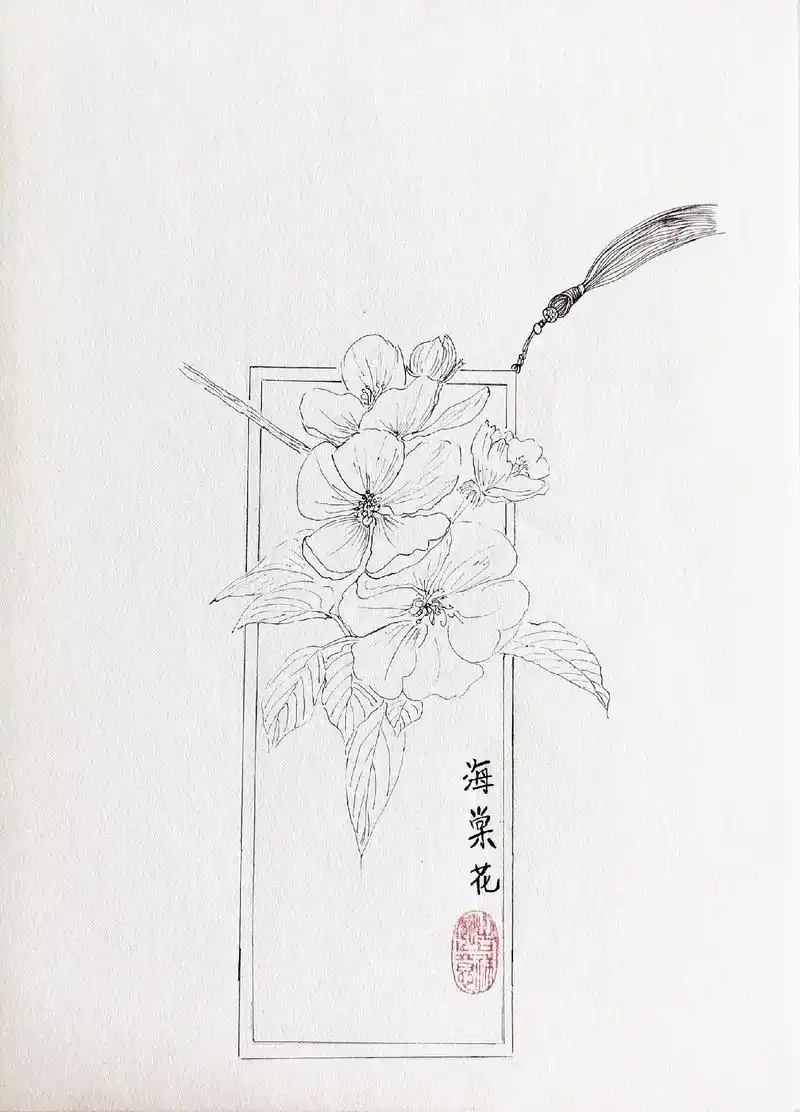 花卉线稿9(海棠花)#临摹 #一学就会系列 #跟着抖音学画画 - 抖音