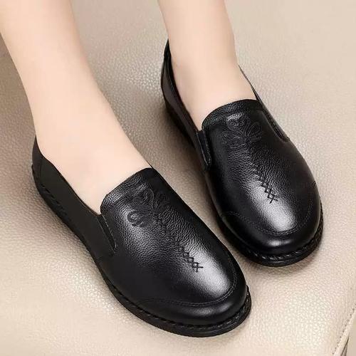 女休闲中老年女鞋加绒老年人软底单鞋奶奶老人皮鞋高档真皮妈妈鞋