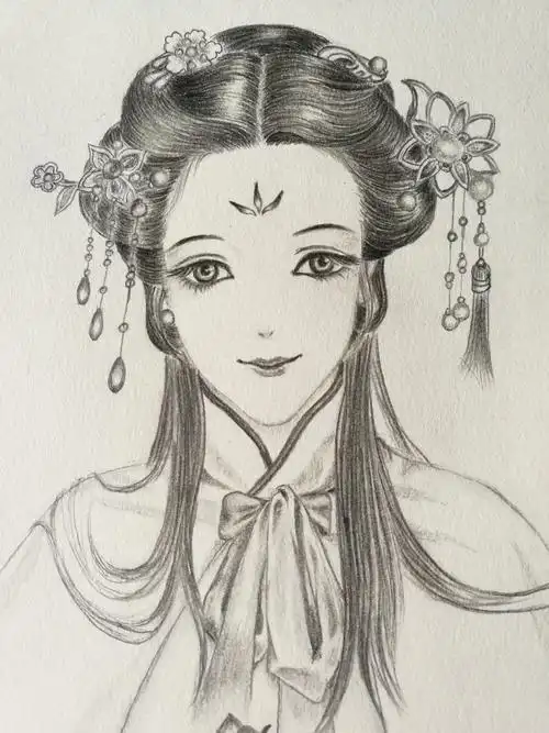 铅笔画:古风美女,这才是我最喜欢的调调