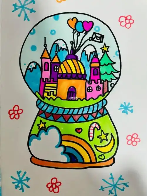 简单好看儿童画水晶球城堡