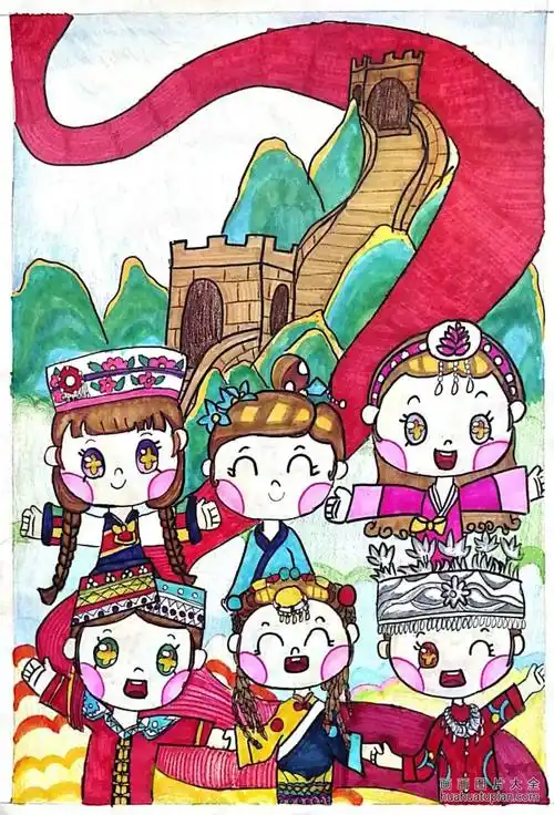 "石榴籽一家亲"民族团结主题画图片(10/20)