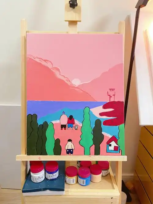 超简单丙烯画入门粉色系