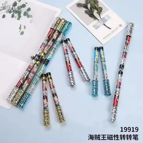 卡通动漫海贼转转笔初学者学生减压旋转笔可书写用笔学生中性笔
