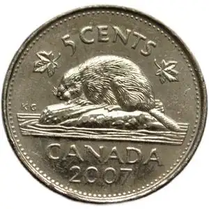 加拿大5分海狸动物21mm 头像随机美洲外国钱币外币硬币真币收藏旧