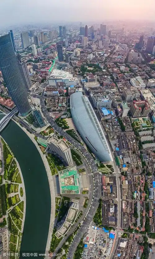 航拍天津市都市风光