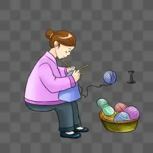 手绘织毛衣的阿姨图片素材
