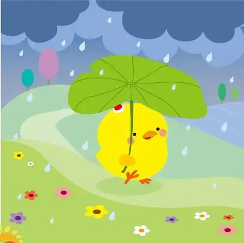 我们一起来看一看《一张荷叶》这个小故事里面的主人翁小鸡把荷叶当作