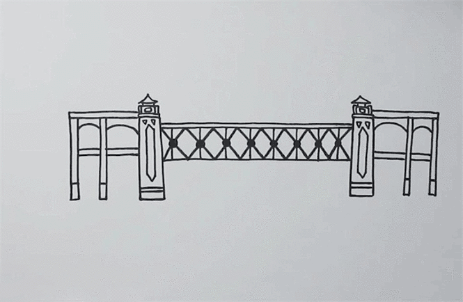 武汉长江大桥画简笔画